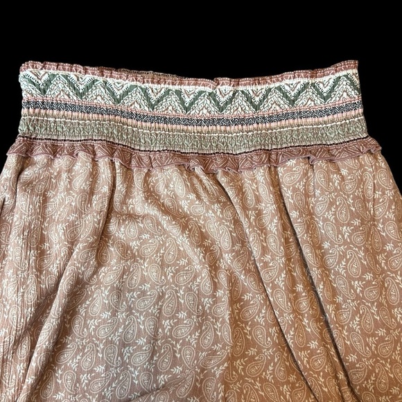 KORI Boho Wide Leg Ruffled Flare Lightweight Paisley and Aztec Print Pants Sz.S - Picture 7 of 15